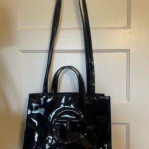 Black Patent Leather Tote Bag